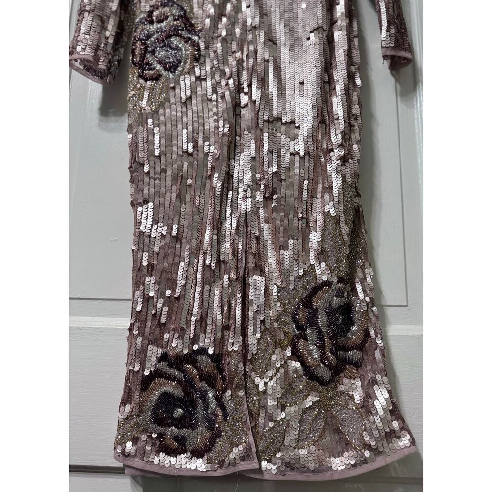 NWT Mac Duggal Floral Sequined Beaded Midi Dress Size 4 - Picture 11 of 16